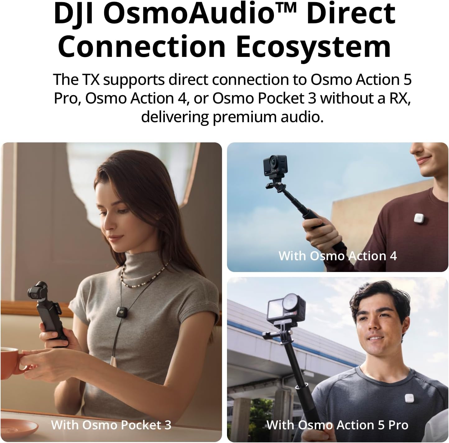 DJI Mic Mini (2 TX + 1 RX + Charging Case) Wireless Lavalier Microphone, Ultralight, Noise Cancelling, Up to 48-Hour Battery Life Bundle with 2 x Deco Gear Lapel Microphone and 5' EVA Case