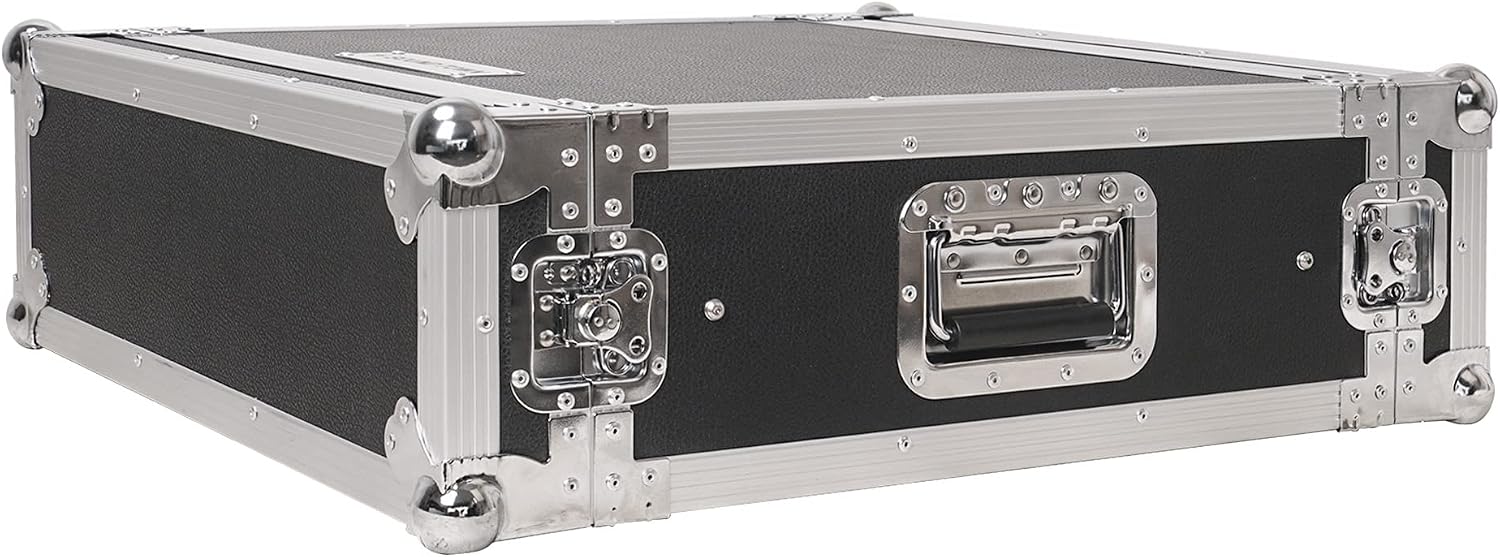 Sound Town Shock Mount 2U ATA Plywood Rack Case with 21' Rackable Depth, 2-Space Size, Pro Tour Grade (STRC-SP2U)