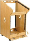 Sound Town DIY Solid Carbonized Bamboo Studio Rack with 11U Slant Mixer Top, 10U Front Rack, 2U Bottom Storage, Casters, Rubber Feet, for Recording Room, PA/DJ Equipment, Home-Audio (STBR-M11X12)