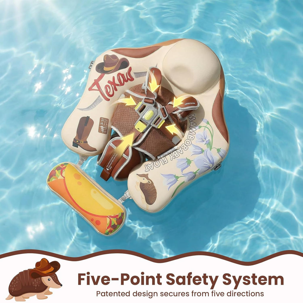 Mambobaby Float Deluxe Baby Pool Float: Safe & Comfortable Swim Trainer for Infants & Toddlers, Non-Inflatable Design, UV Protection Canopy, Fun Water Experience for Ages 3-24 Months