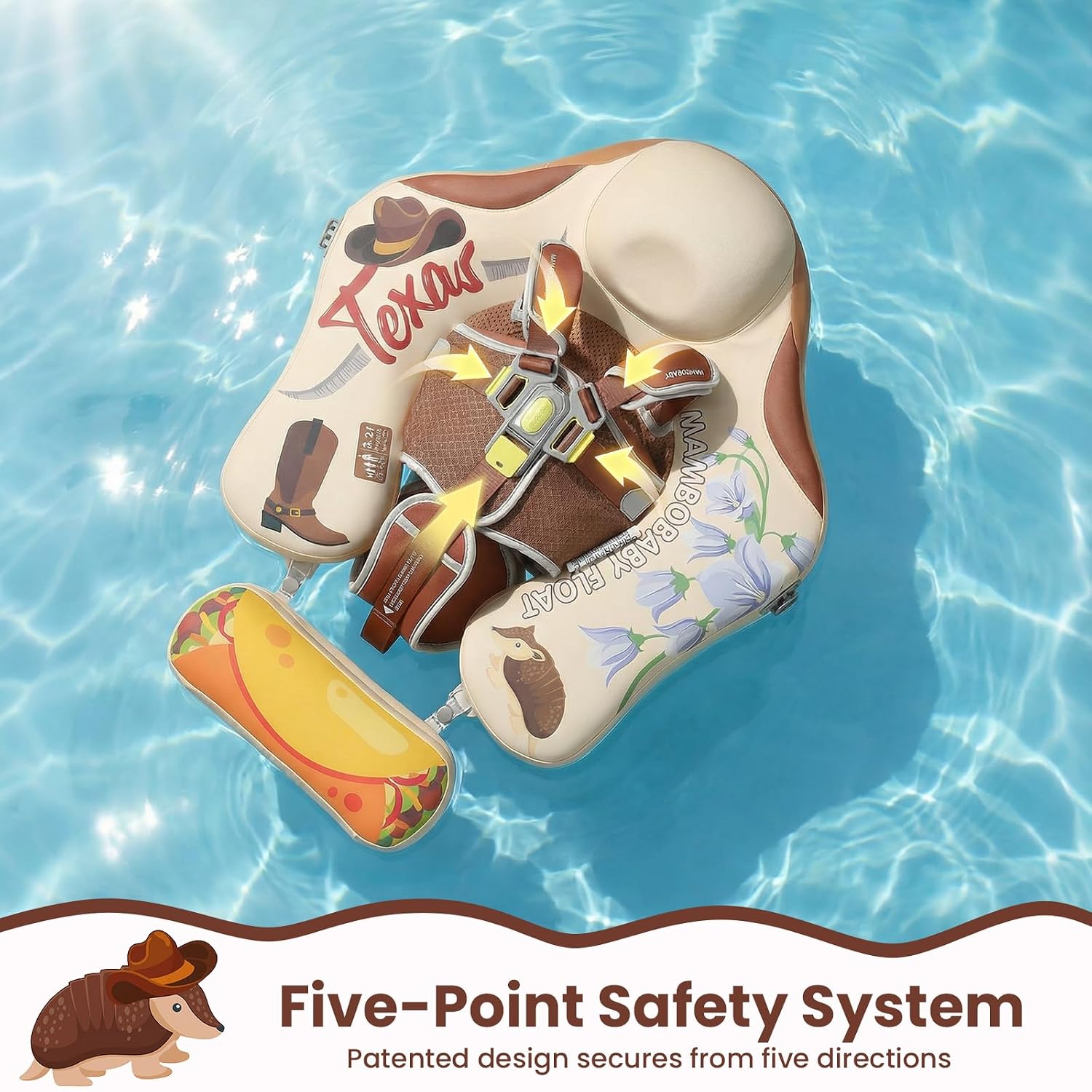 Mambobaby Float Deluxe Baby Pool Float: Safe & Comfortable Swim Trainer for Infants & Toddlers, Non-Inflatable Design, UV Protection Canopy, Fun Water Experience for Ages 3-24 Months