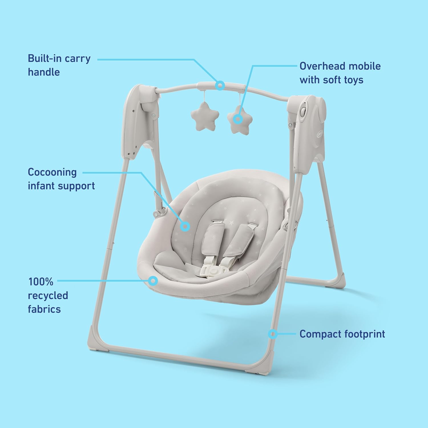 Graco Slim Spaces Compact Baby Swing - Indoor Infant Swing, Baby Registry Must Have, Gifts for New Parents
