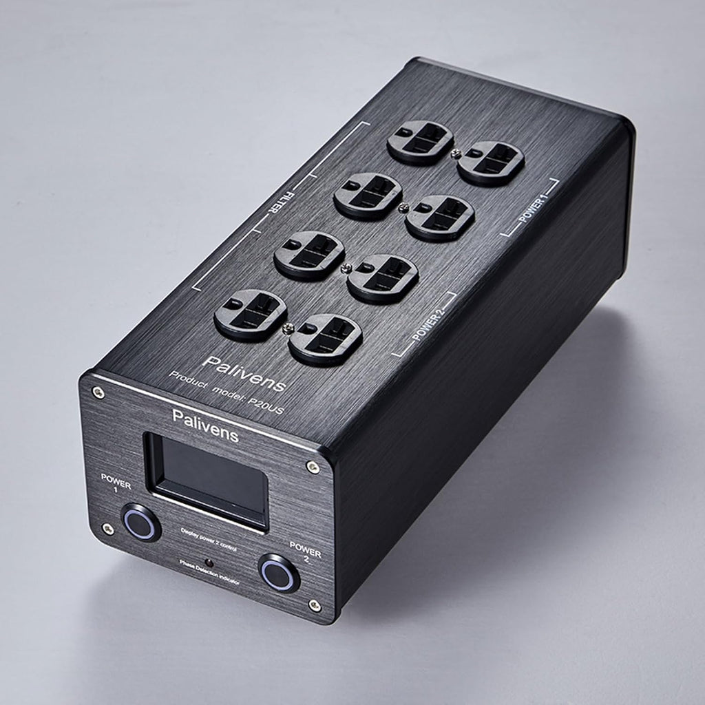 AC Power Filter Power Conditioner, 8 Ways Power Socket, Line Conditioner Power Purifier with Universal Outlets, Power Conditioner Audio Suitable for HiFi CD Player Piano, TV, Black