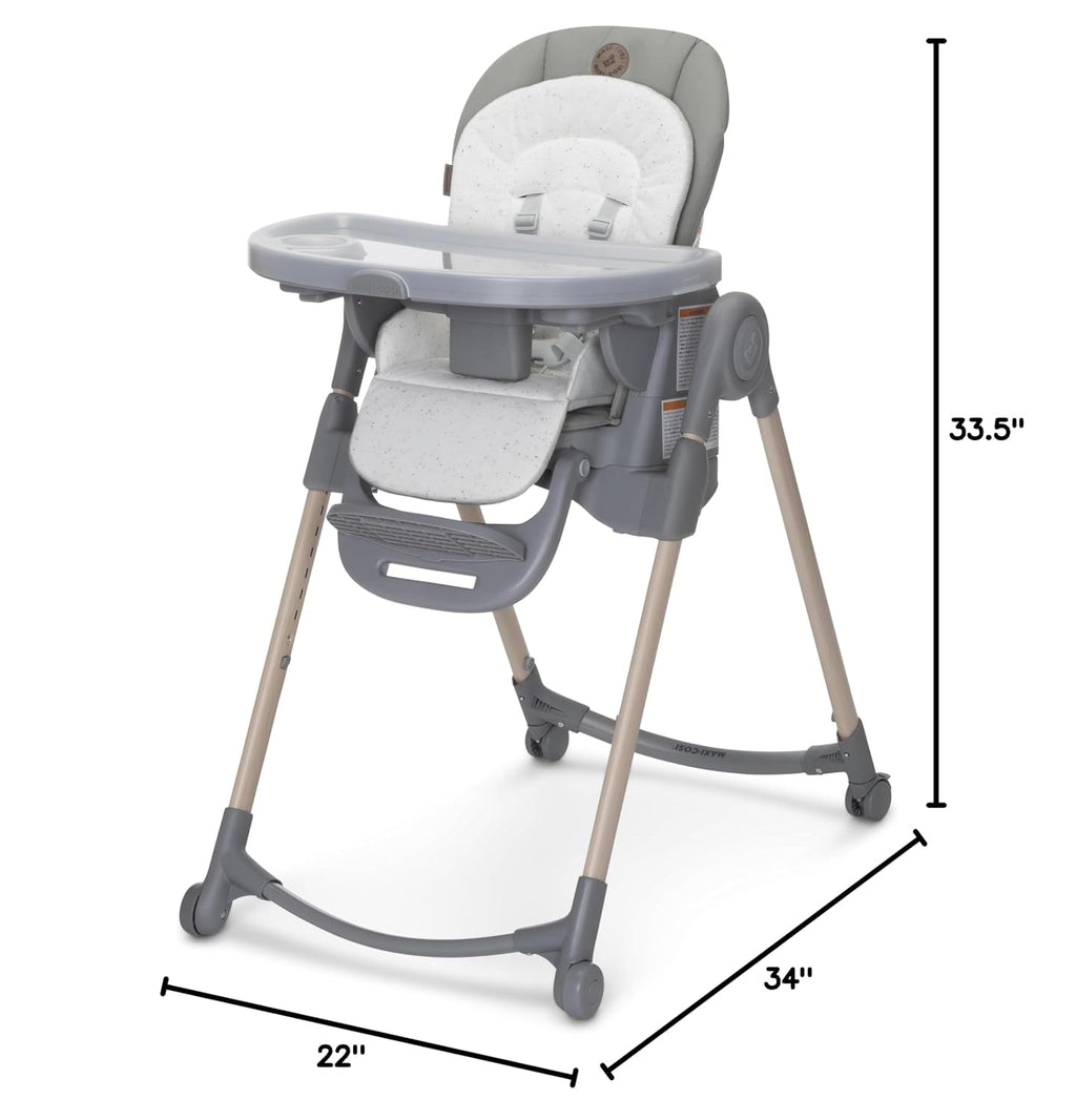 Maxi-Cosi Minla 6-in-1 High Chair for Babies & Toddlers, Portable Foldable Highchair, EcoCare Fabric, 9 Heights, 5 Reclines, 4 Tray Positions, Classic Green