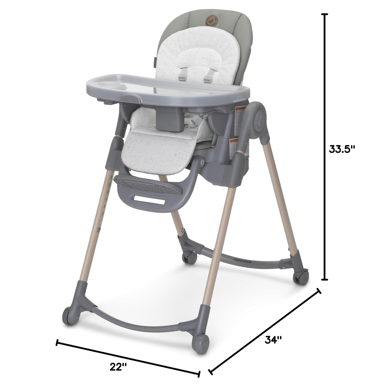 Maxi-Cosi Minla 6-in-1 High Chair for Babies & Toddlers, Portable Foldable Highchair, EcoCare Fabric, 9 Heights, 5 Reclines, 4 Tray Positions, Classic Green