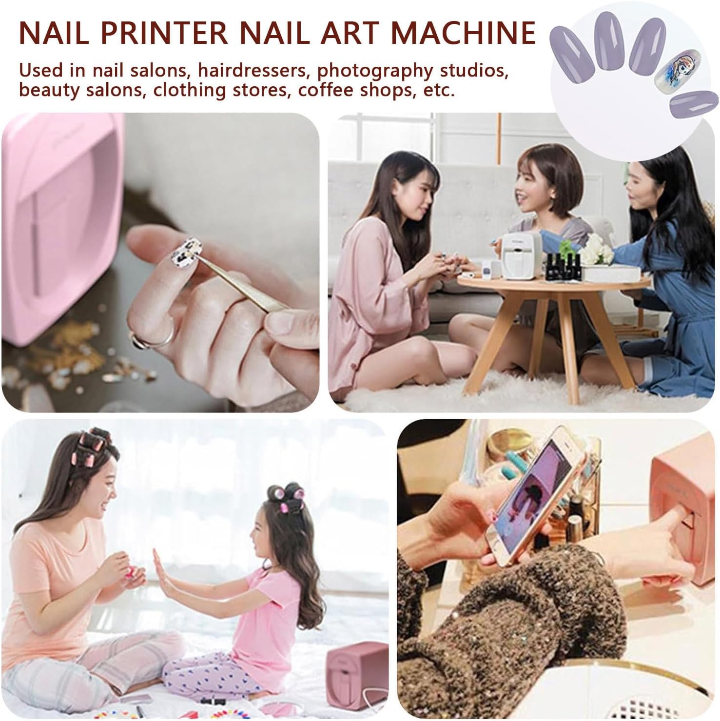 Portable 3D Nail Printer - 1000+ Designs, DIY Mobile App Control, Ideal for Home & Salon Use, Perfect for Nail Art Lovers, Girls & Women, Easy & Fun to Use