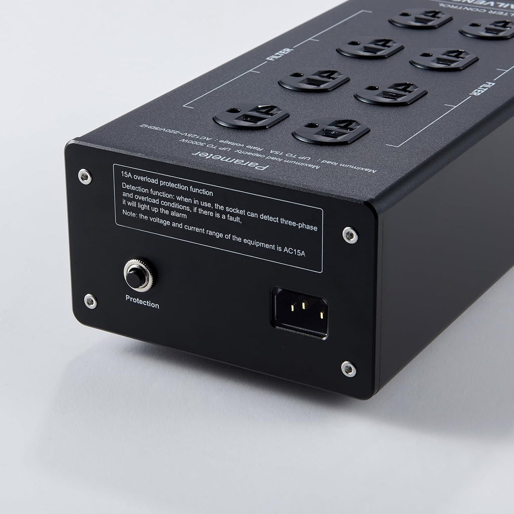 AC Power Filter Power Conditioner with LED Screen Display, Power Purifier 8 Outlet Metal Surge Protector, Sound Filter/Noise Reducer for HiFi Audio CD DVD Player, Black