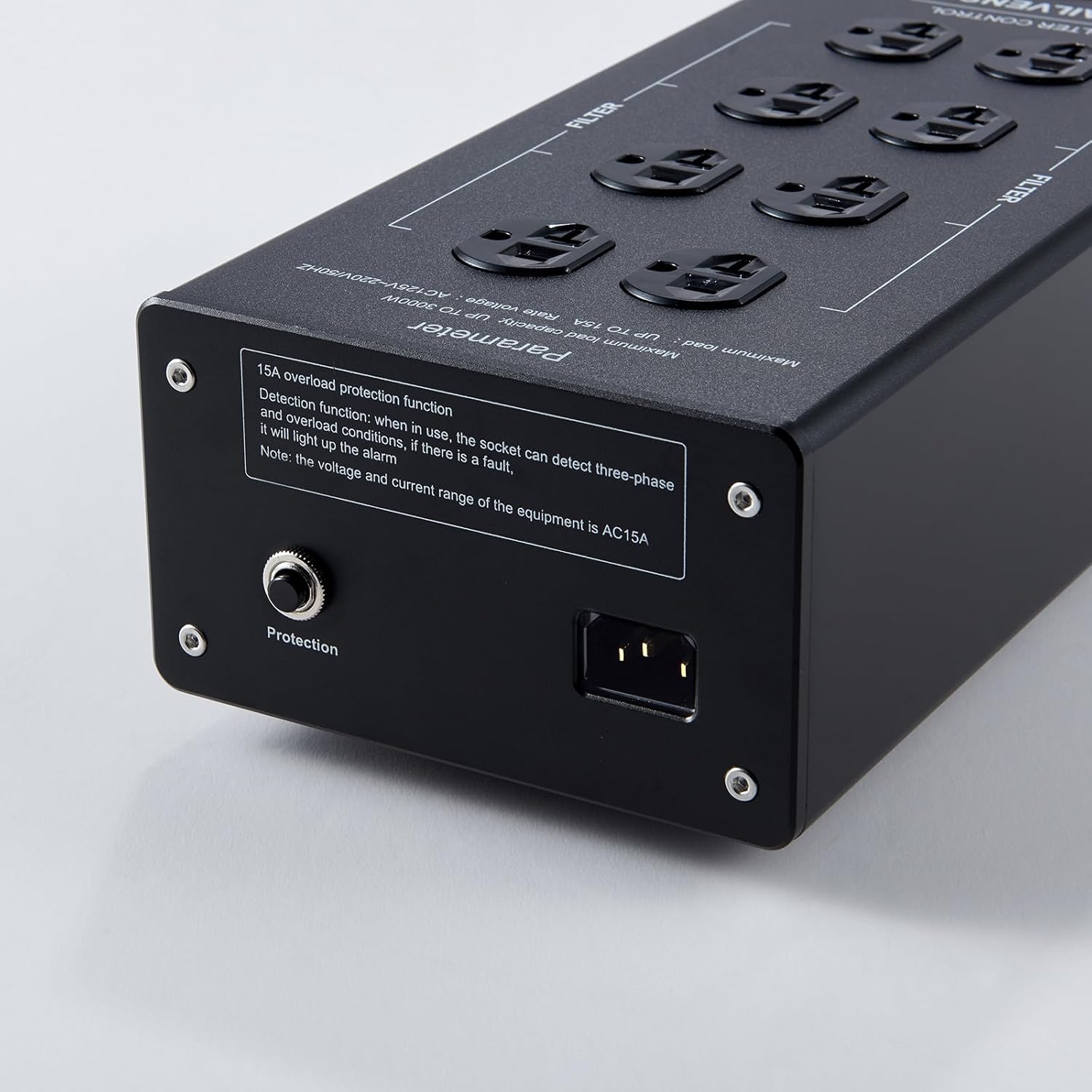 AC Power Filter Power Conditioner with LED Screen Display, Power Purifier 8 Outlet Metal Surge Protector, Sound Filter/Noise Reducer for HiFi Audio CD DVD Player, Black