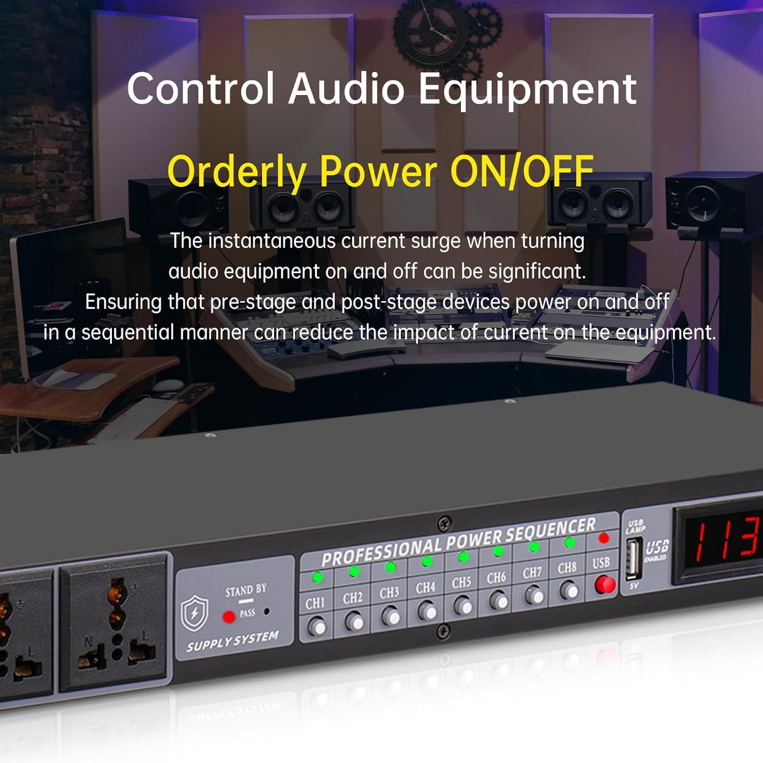 6U Open Frame Network Rack and 10-Outlet Power Sequencer Conditioner Bundle, Ideal for Audio, Networking, Studio, and Home Theater Equipment