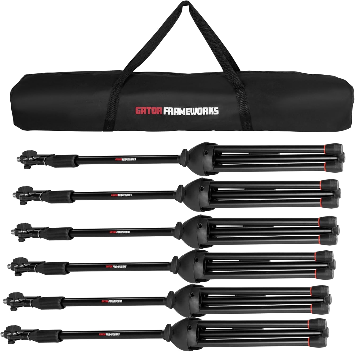 Gator Frameworks Single Compartment Carry Bag-Fits up to (6) Microphone Stands, (GFW-6XMICSTANDBAG)
