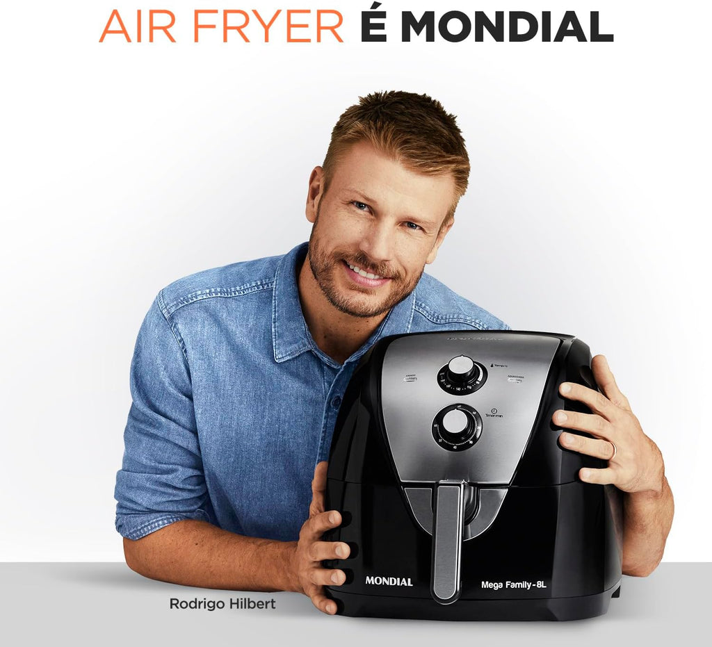Fritadeira Sem Óleo Air Fryer 8L, Mondial, Preto/Inox, 1900W, 220V - AFN-80-BI