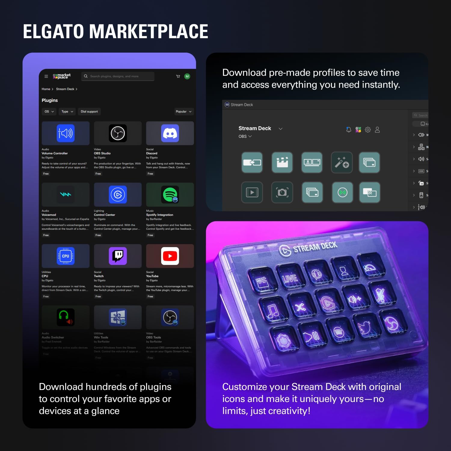Elgato Stream Deck +, Audio Mixer, Production Console and Studio Controller for Content Creators, Streaming, Gaming, with customizable touch strip dials and LCD keys, works with Mac and PC