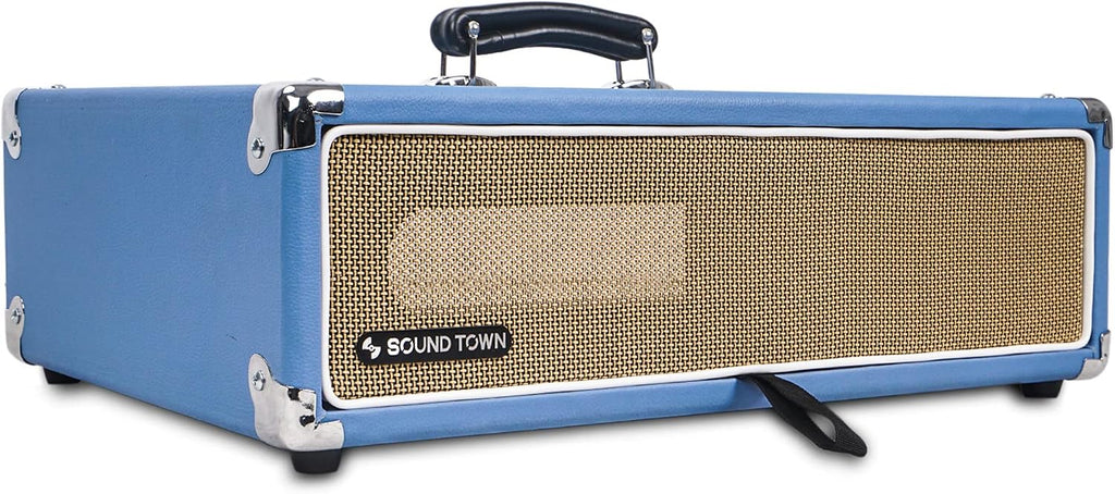 Sound Town Vintage 2U Amp Rack Case, 12.5' Depth with Rubber Feet, Dust Cover, Kickstand, Beau Blue (STVRC-2BL)