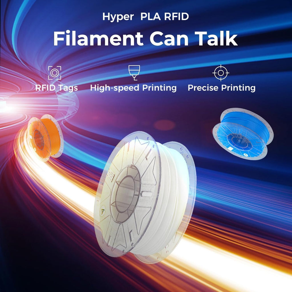 Creality Hyper PLA Filament 1.75mm, RFID 3D Printer Filament PLA for High Speed 30-600mm/s, 10kg(22lbs)/Spool Filament Support CFS, Fits for Most 3D Printers, 5Black & 5White
