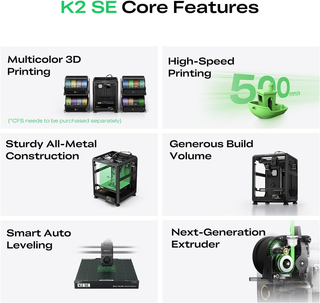 Creality K2 SE 3D Printer Bundle with 2kg PLA Filament 1.75mm Black & White