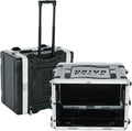 Gator Cases Lightweight Rolling 6U Rack Case with Heavy Duty Latches, Retractable Tow Handle, and Recessed Wheels, Standard 19.25' depth, (GRR-6L)