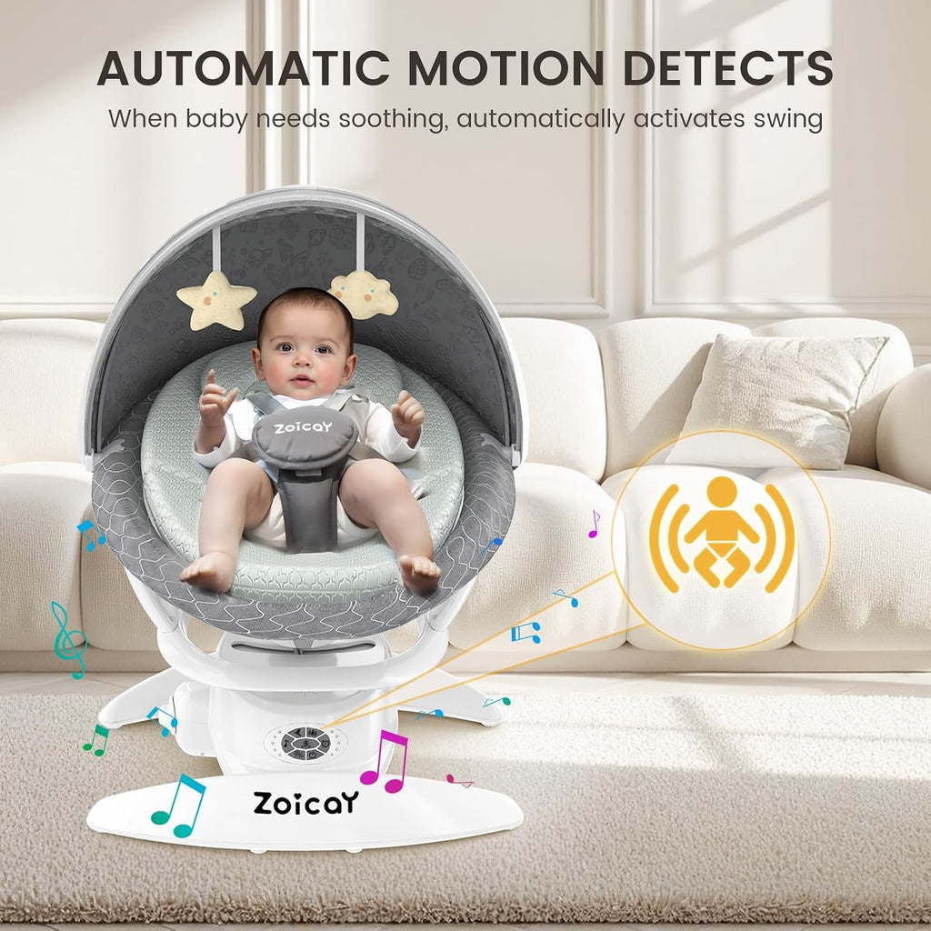 3-in-1 Baby Swing for Infants, Infant Swing with 5 Speeds & 3 Swing Modes, 12 Melodies, Electric Swing for Baby, Indoor & Outdoor Use, Up to 25 lbs, Gray