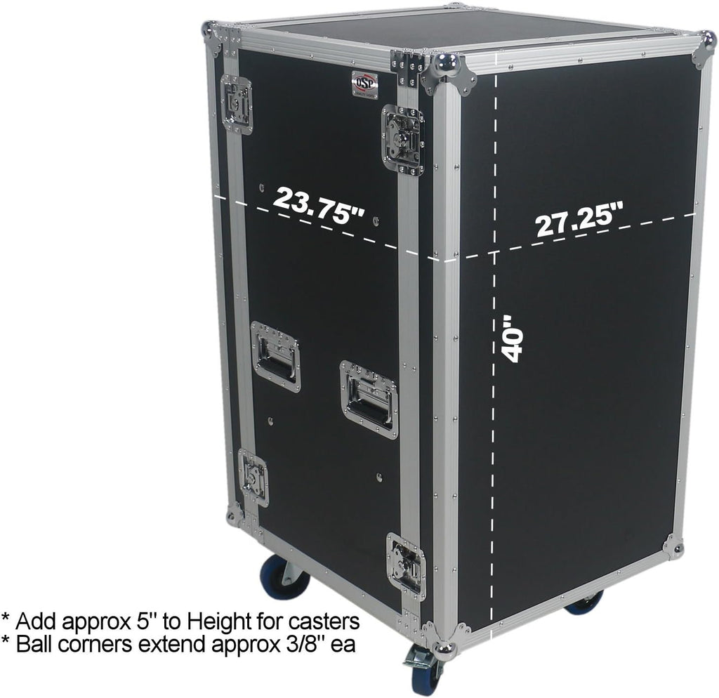 20 Space (20U) ATA Rack Amp Road Shock Mount Case (20' Deep) w/ Casters