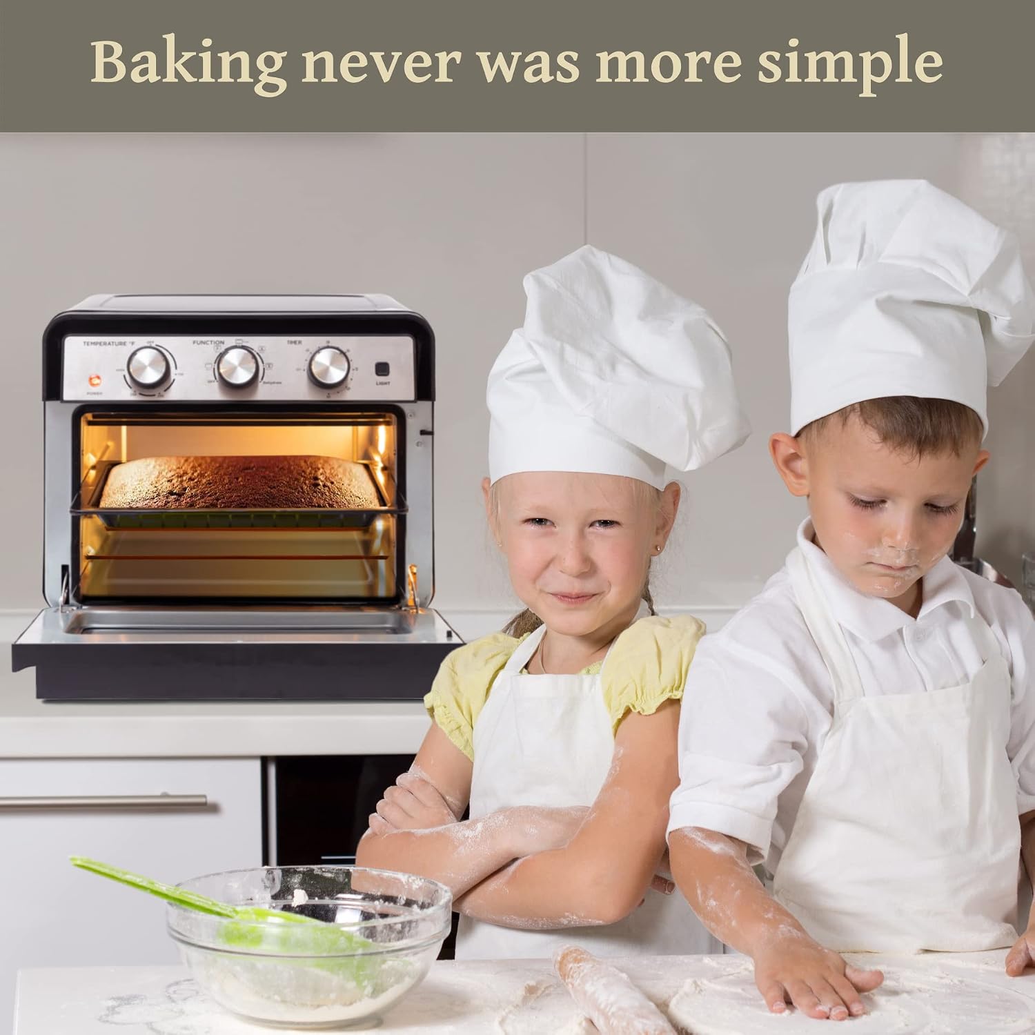 Moss & Stone Air Fryer Oven, 6-in-1 Toaster Oven 23 Quart, Airfryer Toaster Oven For Roast, Bake, Broil, Stainless Steel Accessories Included, Black Convection Oven Countertop.