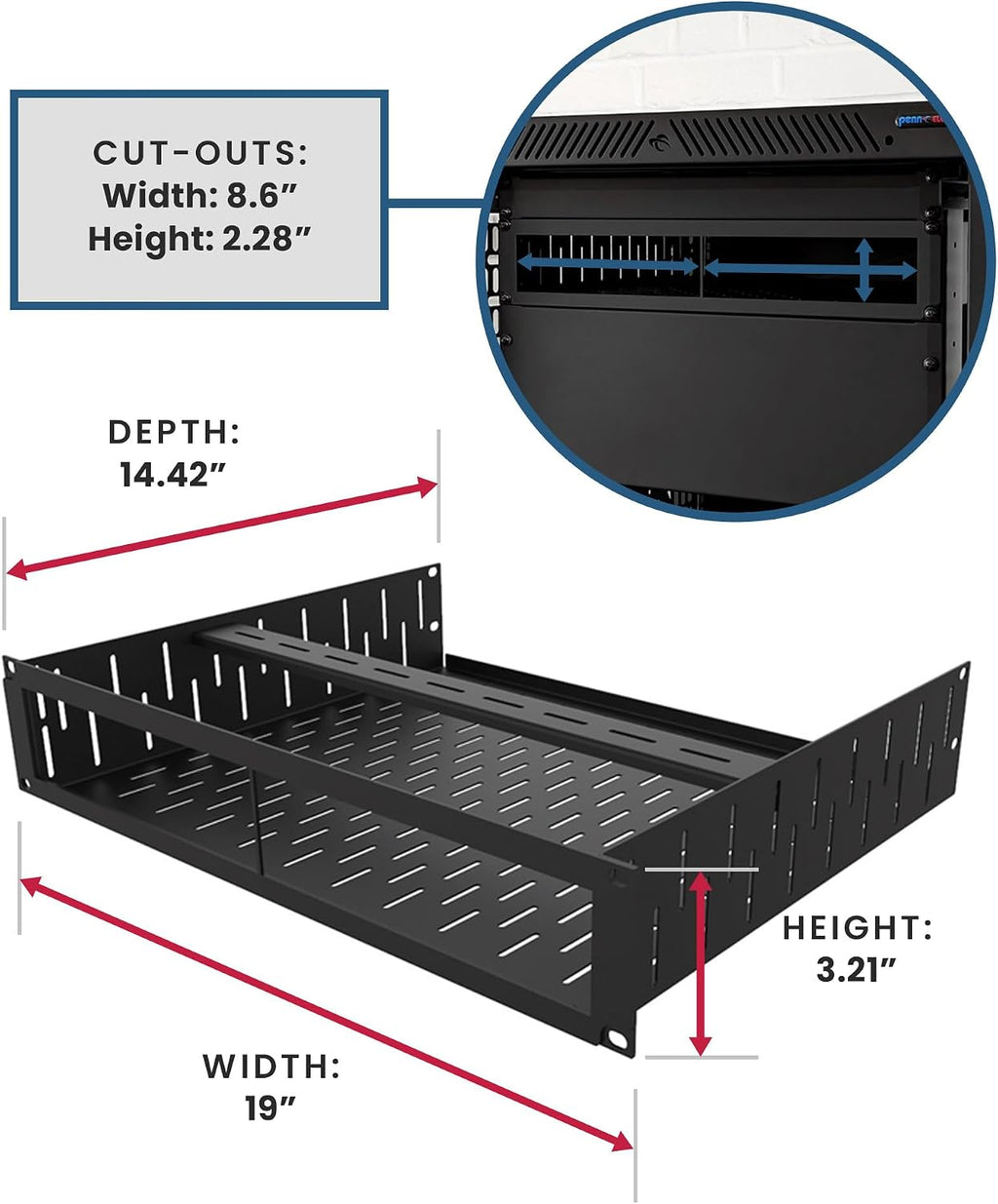 Penn Elcom Custom Media Rack Shelves Compatible with 2 x Sonos Amp Units