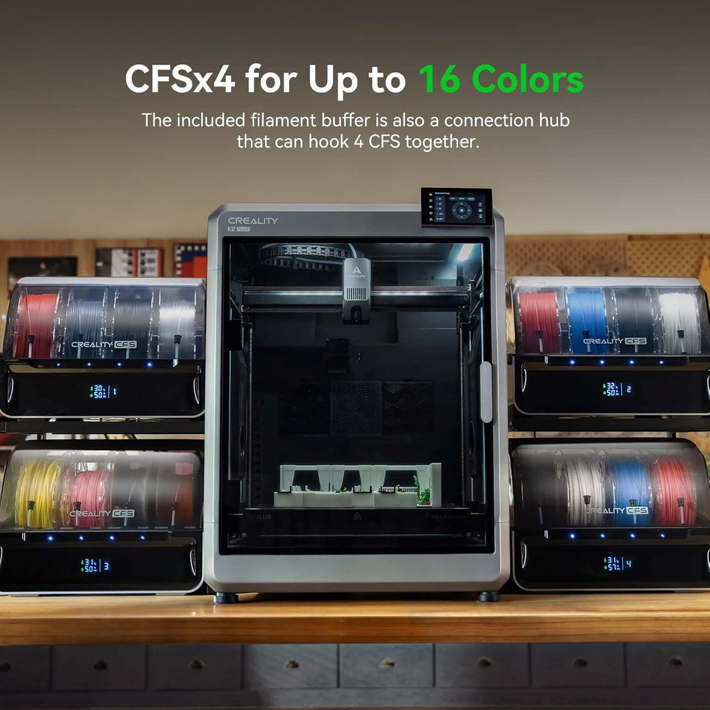 Creality CFS Multi Color Auto Filament System Anti-Moisture Filament Storage Auto-Switch & Run-Out Alerts 4-Channel Parallel Printing 16 Colors 3D Printing for K2 Plus, Hi 3D Printer