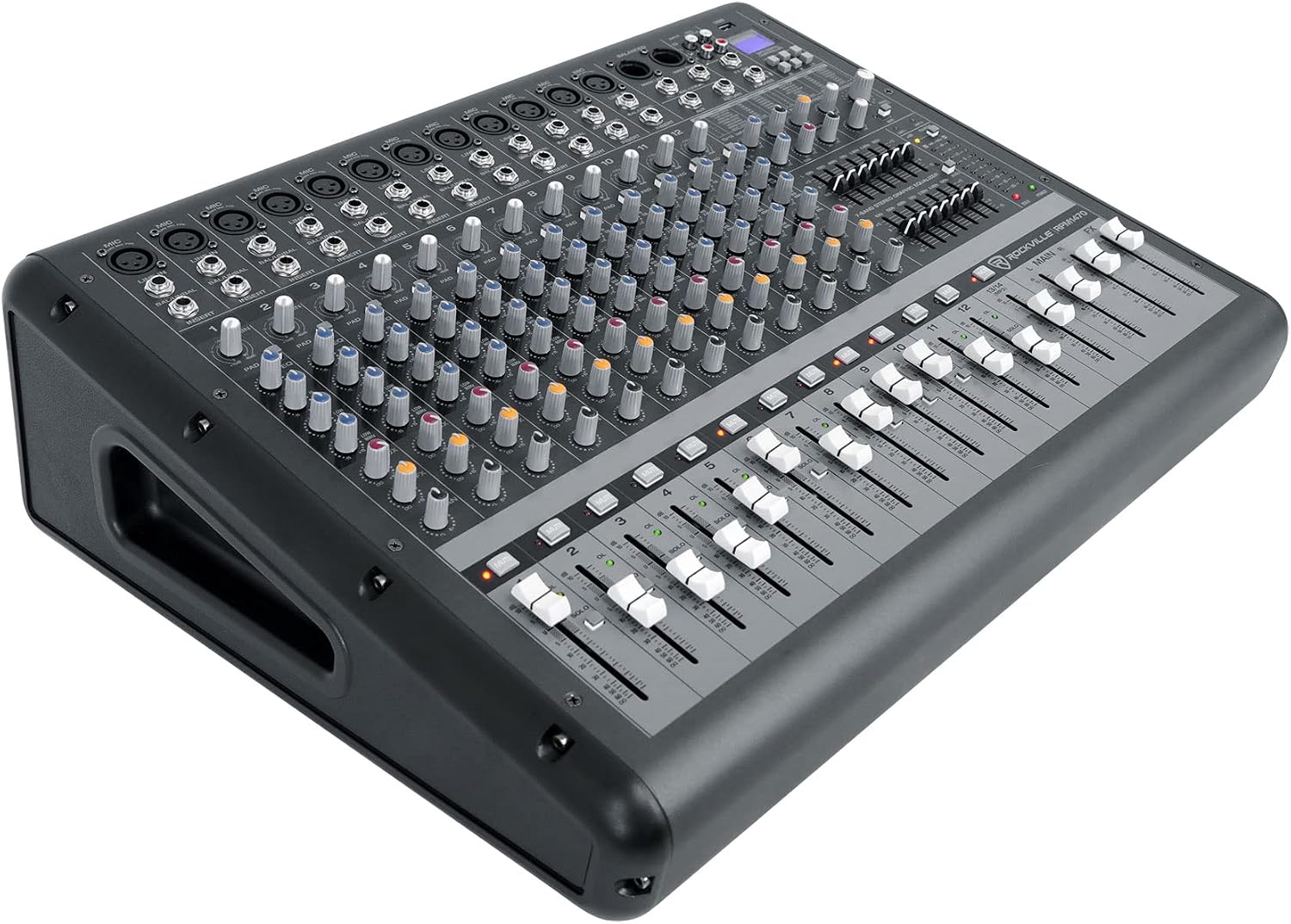 Rockville Bundle: RPM1470 14 Channel 6000w Powered Mixer w/USB, Effects/14 XDR2 Mic Pres Bundle with BP-MIX2621 Padded Mixer Bag Semi Rigid, Interior Straps 26'x21'x 8.5' (2 Items)