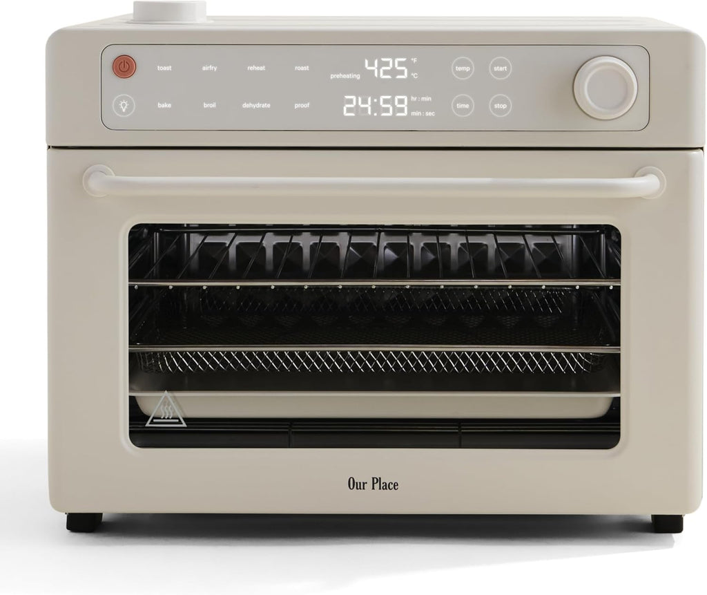 Our Place Wonder Oven Pro | 8-in-1 Digital Air Fryer & Countertop Oven with Basket, Rack, Pan & Tray | 3-Rack, 32 QT Capacity - Air Fry, Toast, Roast, Bake, Reheat, Broil, Proof & Dehydrate | Cream