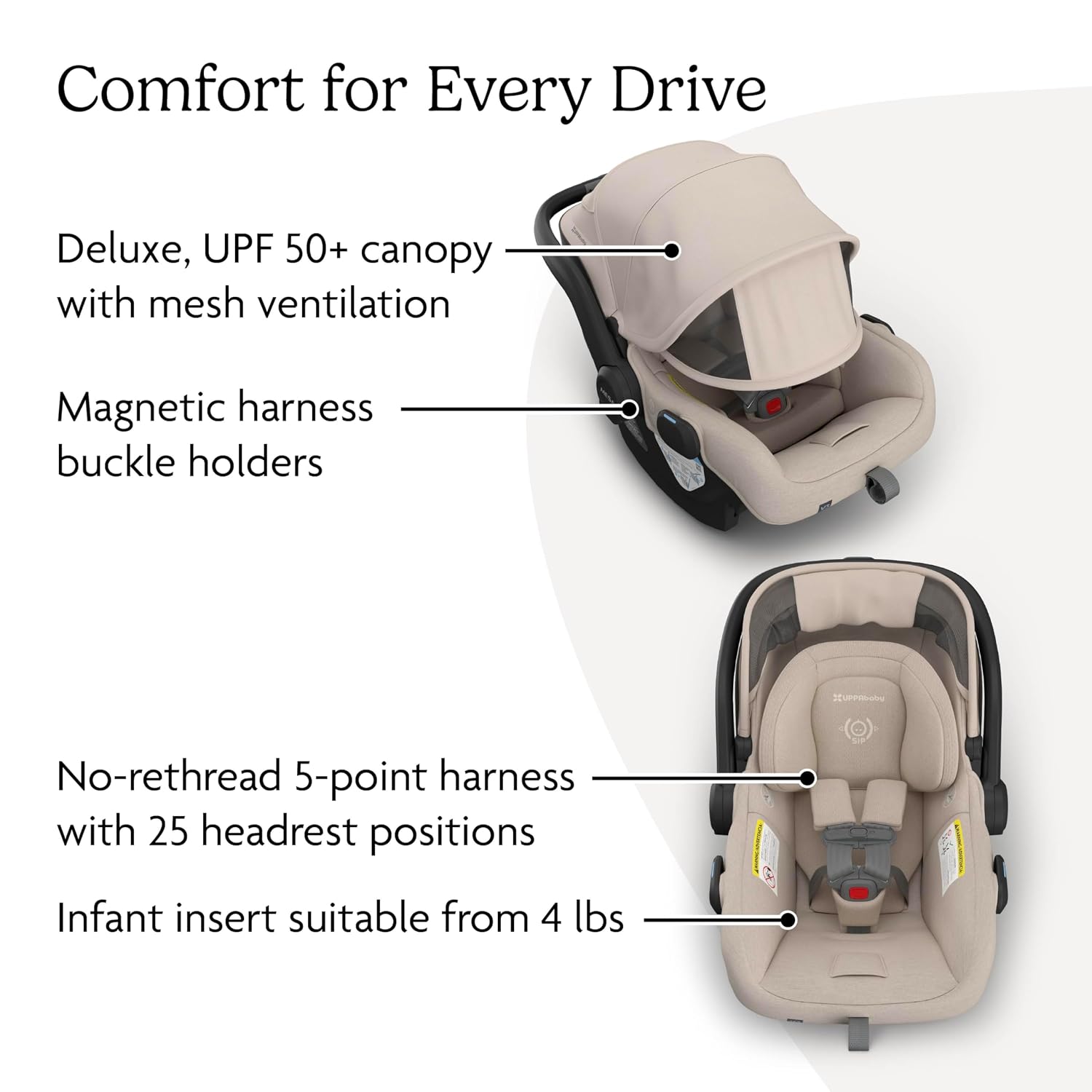 UPPAbaby Mesa V3 Infant Car Seat - Easy Installation + SmartSecure Technology - Attaches to Stroller | Base + Infant Insert Included - Ada (Sandstone)