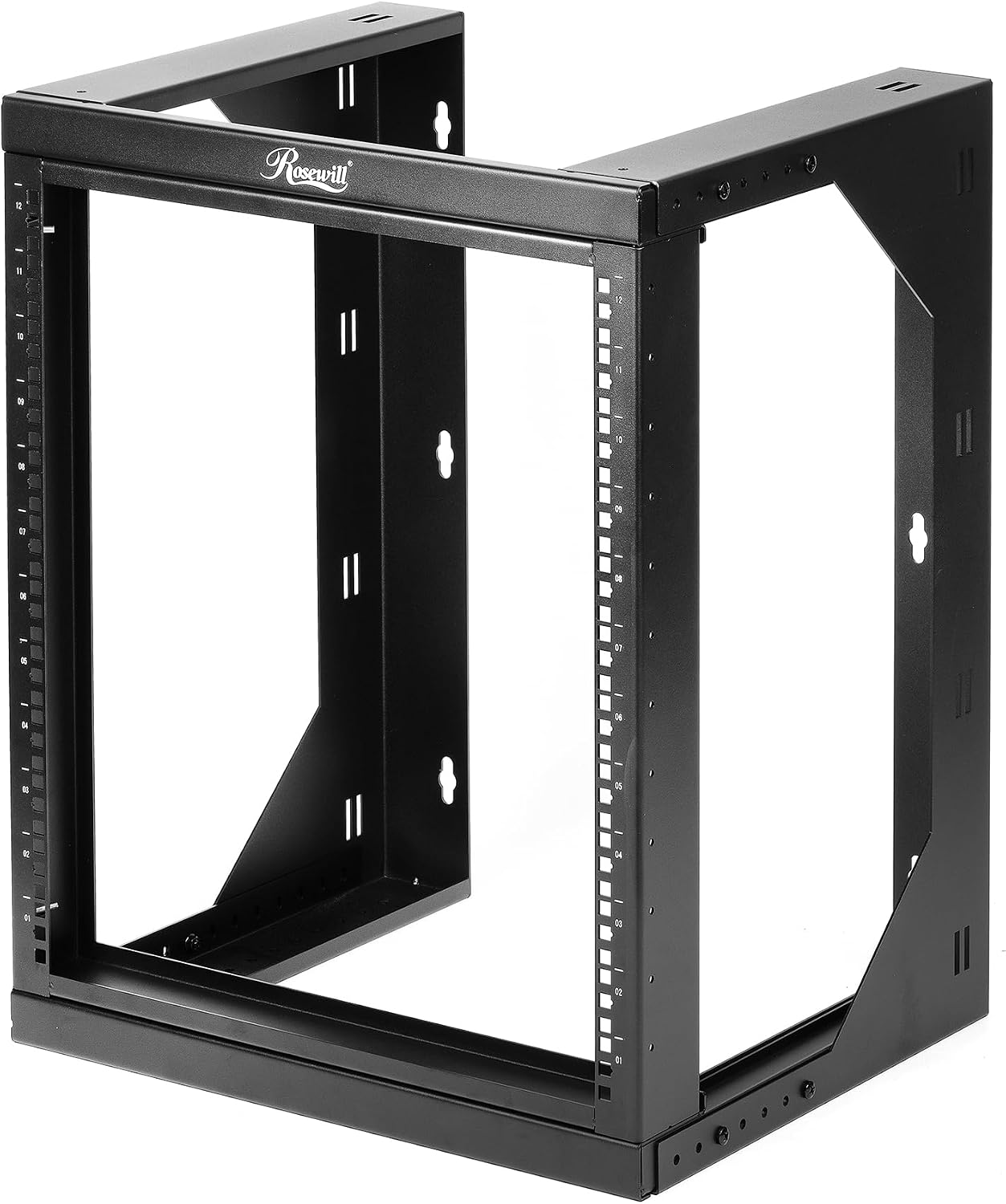 Rosewill 12U Server Rack with Swing Gate -Wall Mount Rack for 19 Inch IT Equipment Open Frame Rack AV & Server Adjustable Depth 18 inches to 26 inches 9U Rack, Black