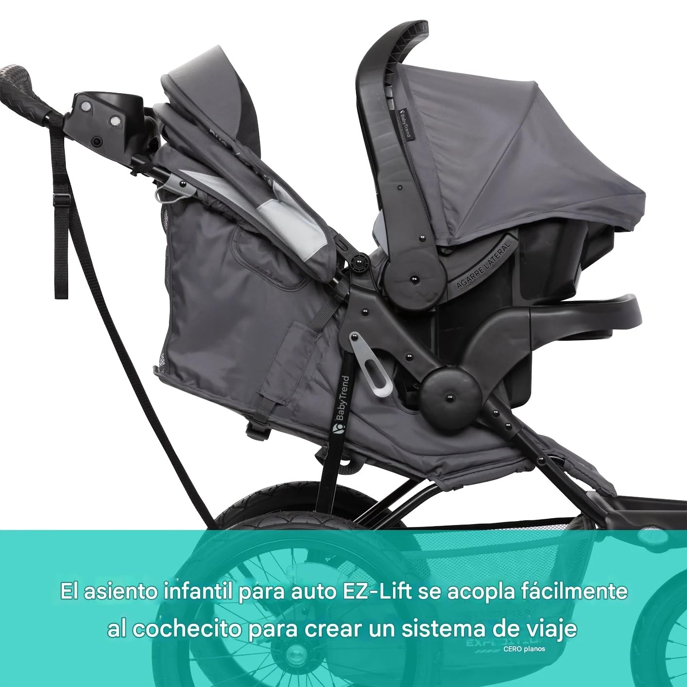 Baby Trend Expedition® Zero Flat Jogger Travel System with LED Lights, Dash Grey