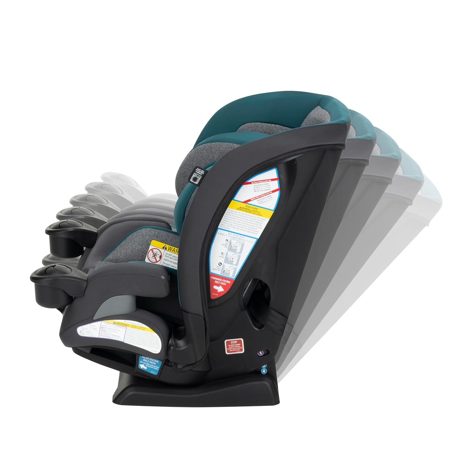 Safety 1st EverSlim 4-in-1 Convertible Car Seat, SecureTech Chest Clip, Ultra-Slim, 4-Mode Infant to Booster, Baby Car Seat, Fits 5-100 lbs, Memory Foam, Fiddlehead