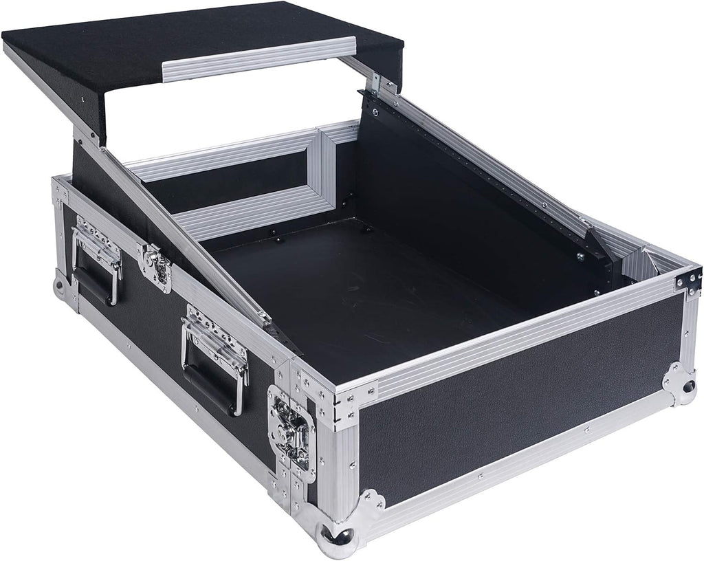 Sound Town 2U Glide Style Rack Case with 11U Slant Mixer Top, 20.7' Rackable Depth and Laptop Platform - Pro Tour Grade (STMR-2ULT)
