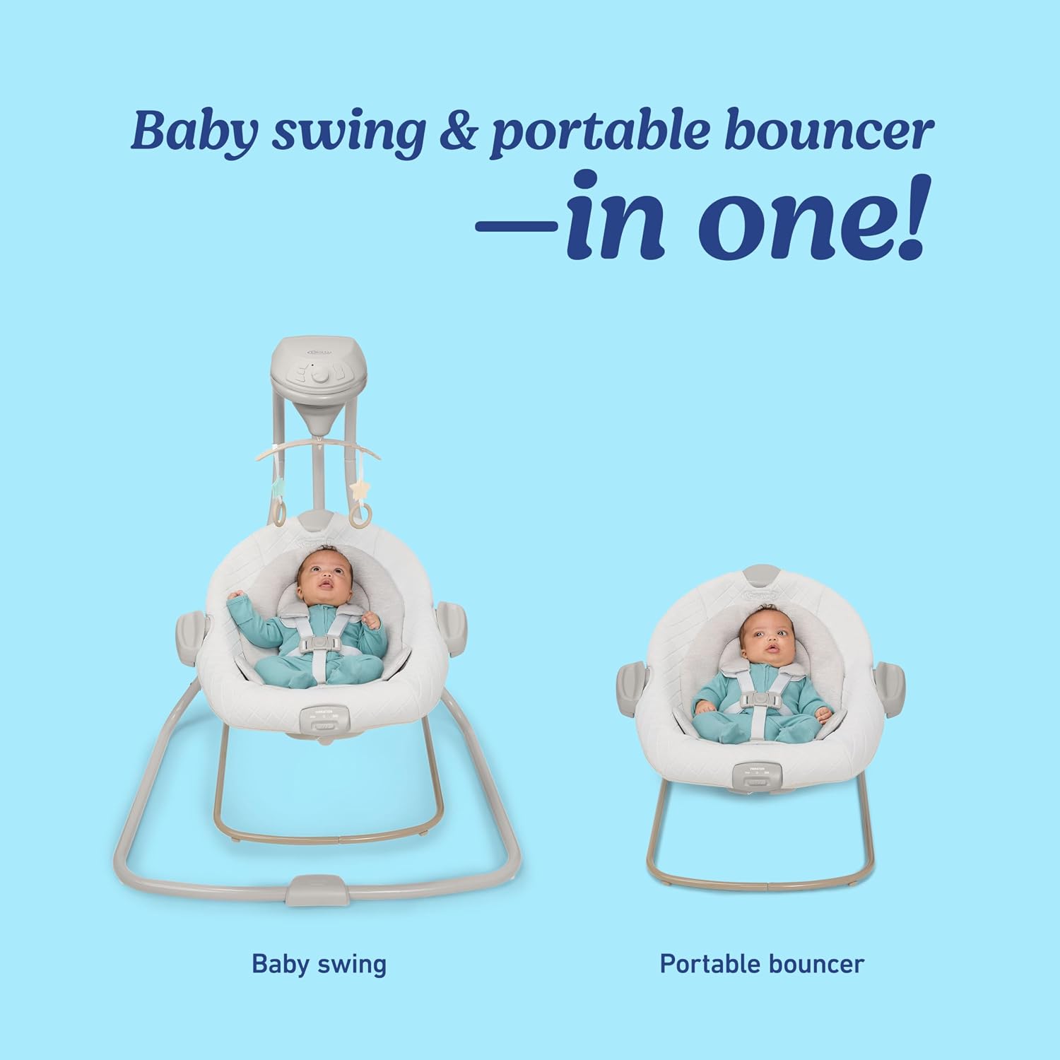Graco DuetConnect LX Baby Swing and Bouncer - 2-in-1 Infant Swing and Baby Rocker, Newborn Essential, Gifts for New Parents