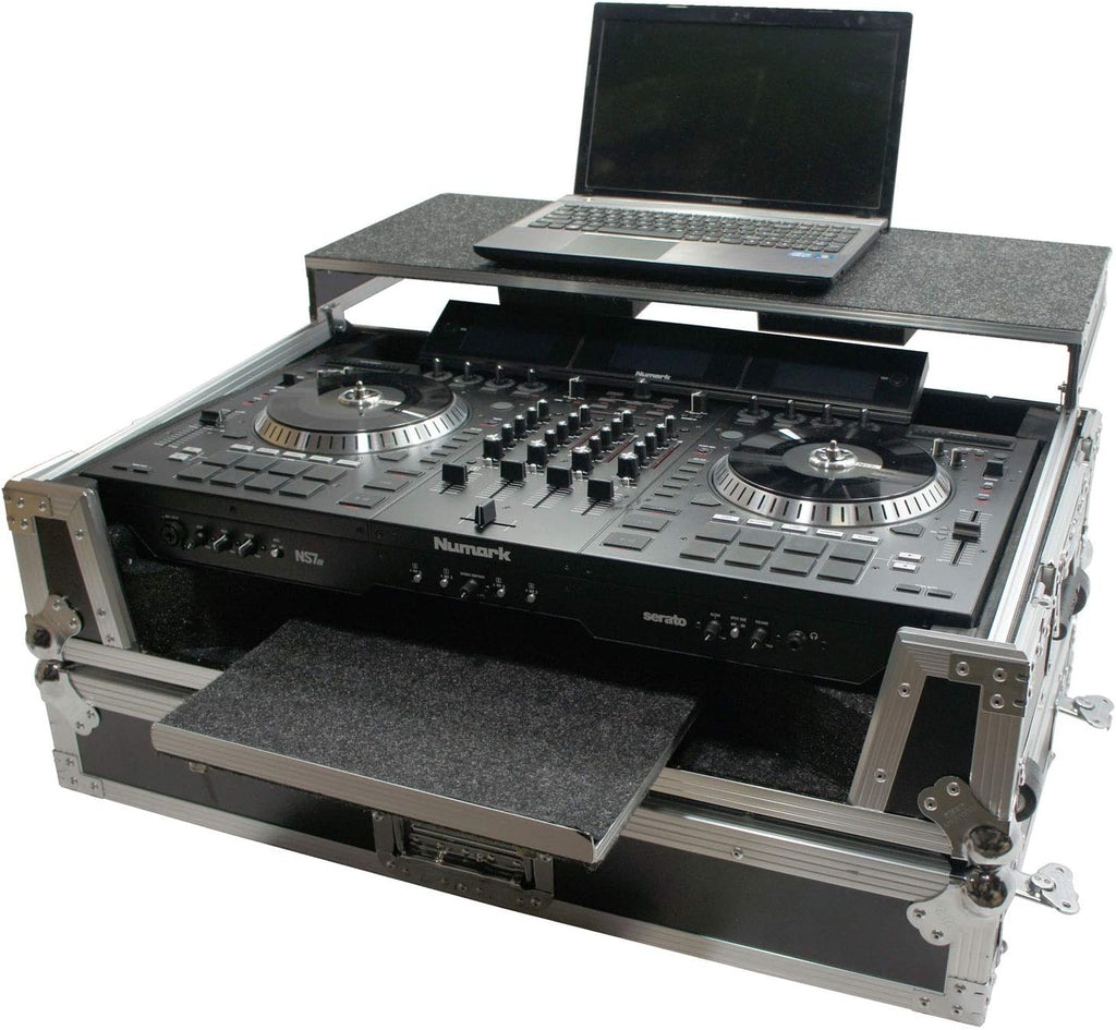 Harmony Audio HCNS7IIWLTTR Flight Glide Laptop Stand Road DJ Custom Case Compatible with Numark NS7III