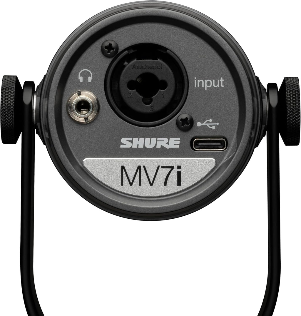 Shure MV7i Smart Microphone – USB-C & XLR Mic for Podcasting, Music & Streaming with Built-in Audio Interface, Auto Level Mode, Advanced DSP, All-Metal Design, Black