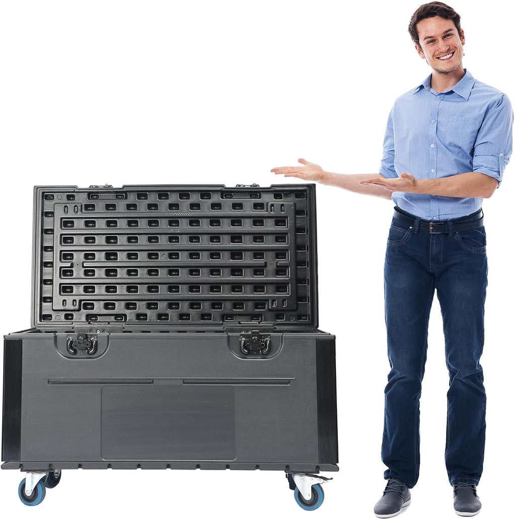 Cable Trunk Road Case with Wheels 44' x 22' x 25' Professional Stackable Heavy Duty ATA Rolling Road Case for DJ Equipment Storage Transport Touring with Casters