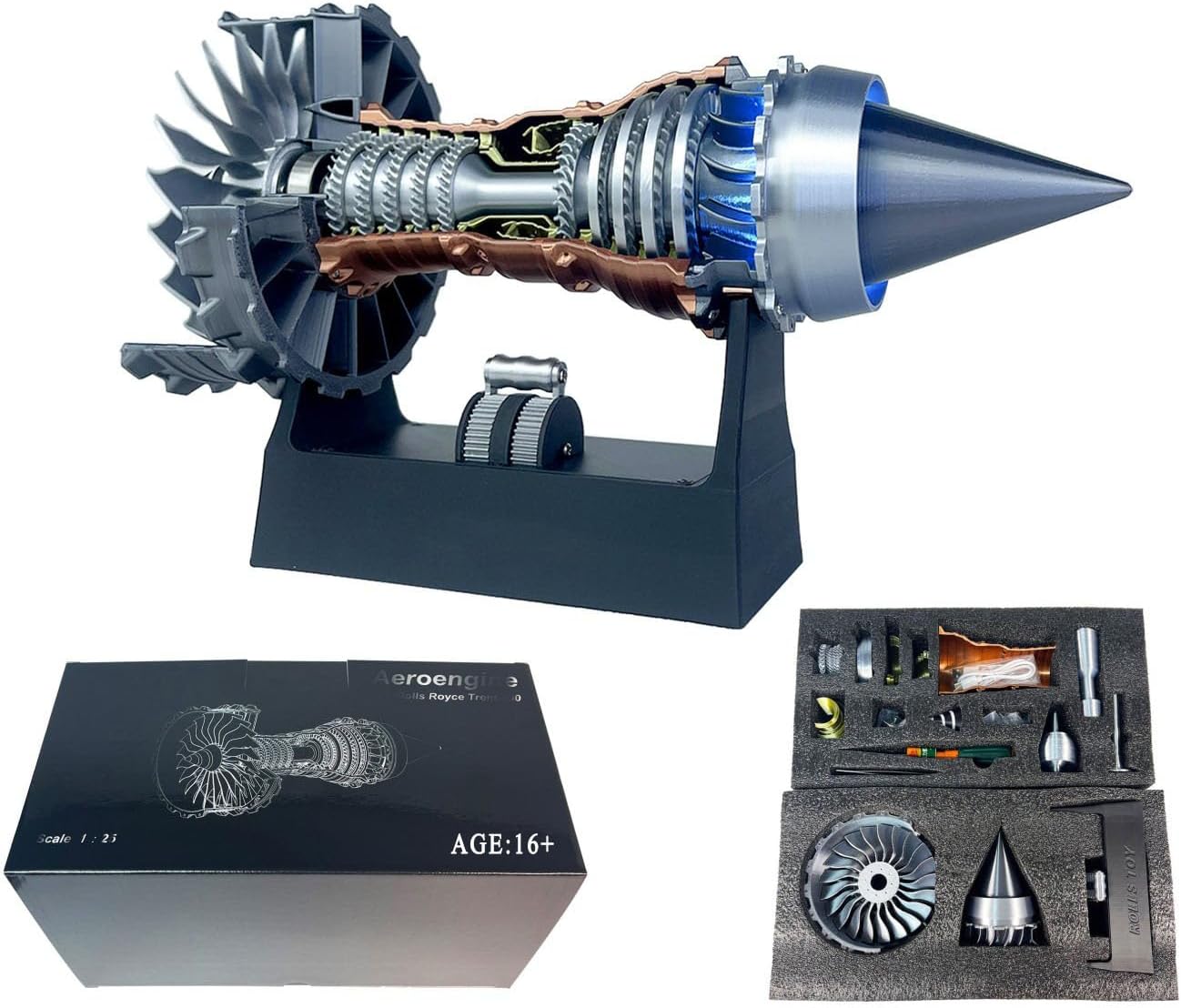 TR900 Turbofan Jet Engine Model-3D Printer Aircraft Engine Kit-1:20 Adjustable Speed Turbojet Engine Model-Mechanical Science Education Toy-Aviation Enthusiast Gift