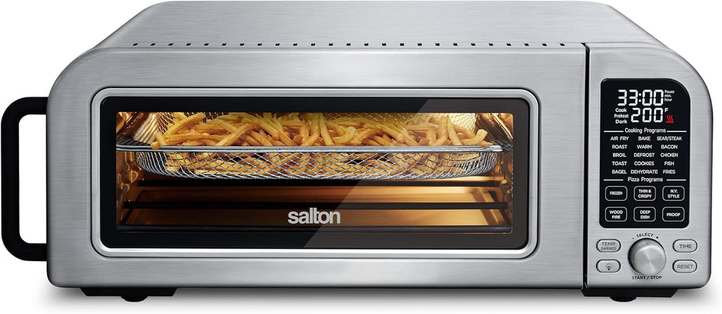 Salton Pizzadesso – Ultra High Heat Professional Pizza Oven & Air Fryer Combo | 800°F/430°C | Air Fry Technology | 15 Cooking Functions | Toaster Oven for Steak, Veggies, Wings, Cake, Pizza, and More