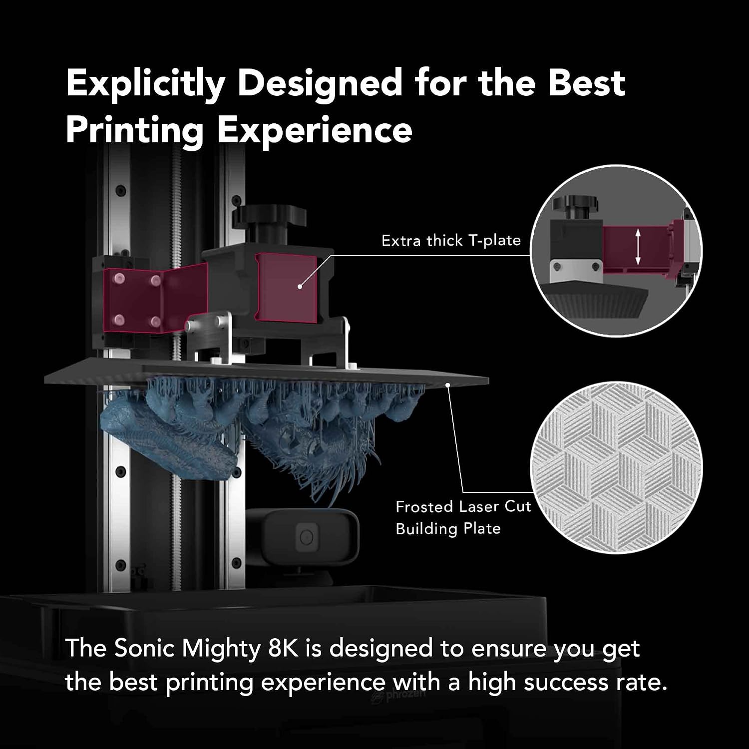 phrozen Sonic Mighty 8K LCD Resin 3D Printer, 10' Monochrome LCD, Tabletop 3D Resin Printer with 28µm XY Resolution, 8.6 * 4.8 * 9.3 Inch Printing Volume for Models, Miniatures and Action Figures