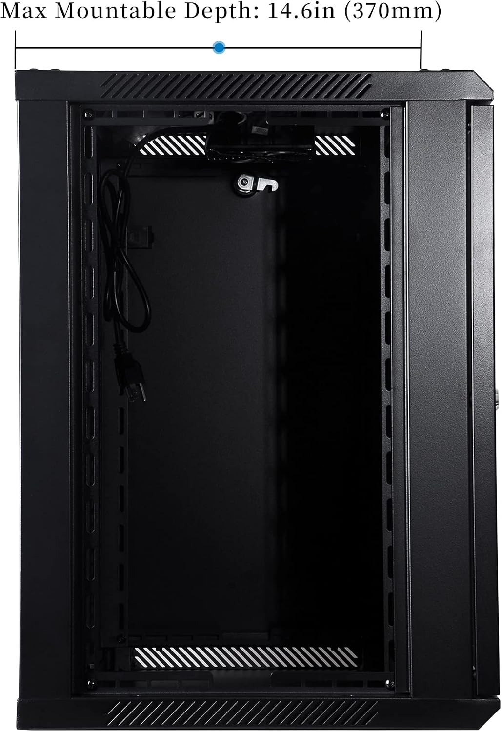 RackPath 12U Wall Mount Server Cabinet Network Rack Enclosure, Quiet Cooling Fan, Perforated Door, Black