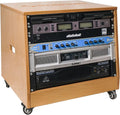 Sound Town DIY Solid Baltic Birch Plywood Slanted 8U Studio Rack, Golden Oak (SDRK-8T)