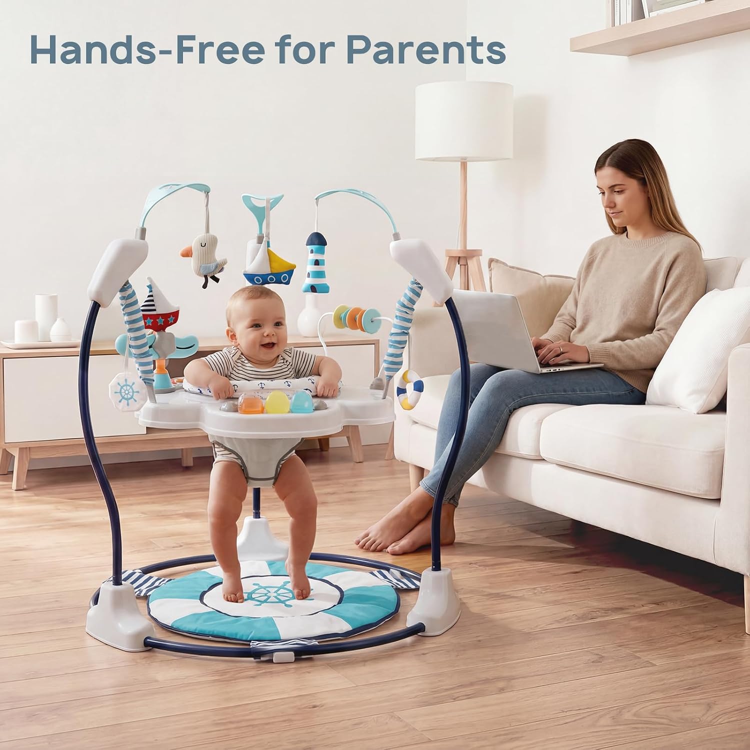 Baby Activity Center Jumper Interactive Activity Jumper Play Center with Infant Toys, 360° Rotating Seat