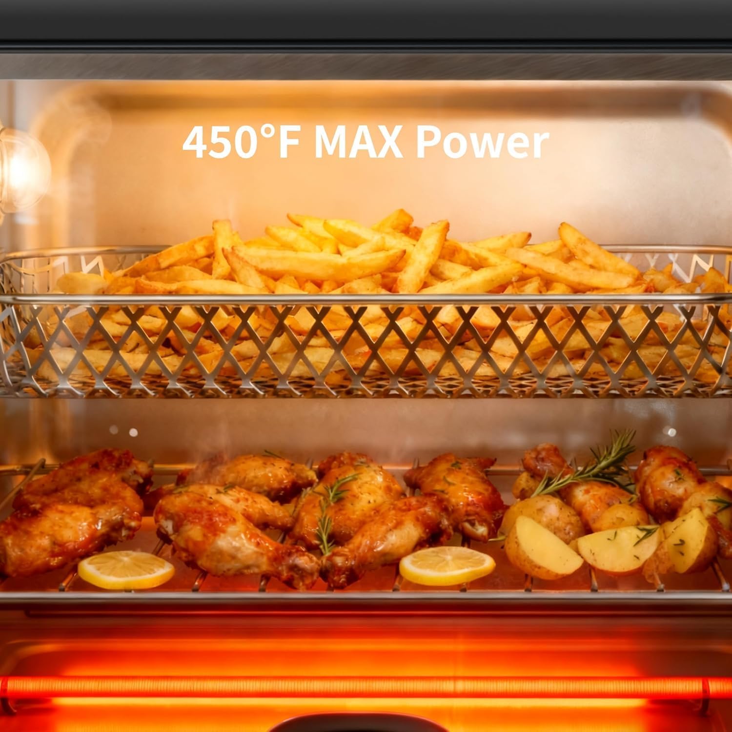 Electactic 25QT Air Fryer Toaster Oven Combo,12-in-1 Large Convection Airfryer Oven with 60-Minute Timer,70–450℉ Temperature Control,Roast & Broil, Fits 8-10″ Pizza(Black)