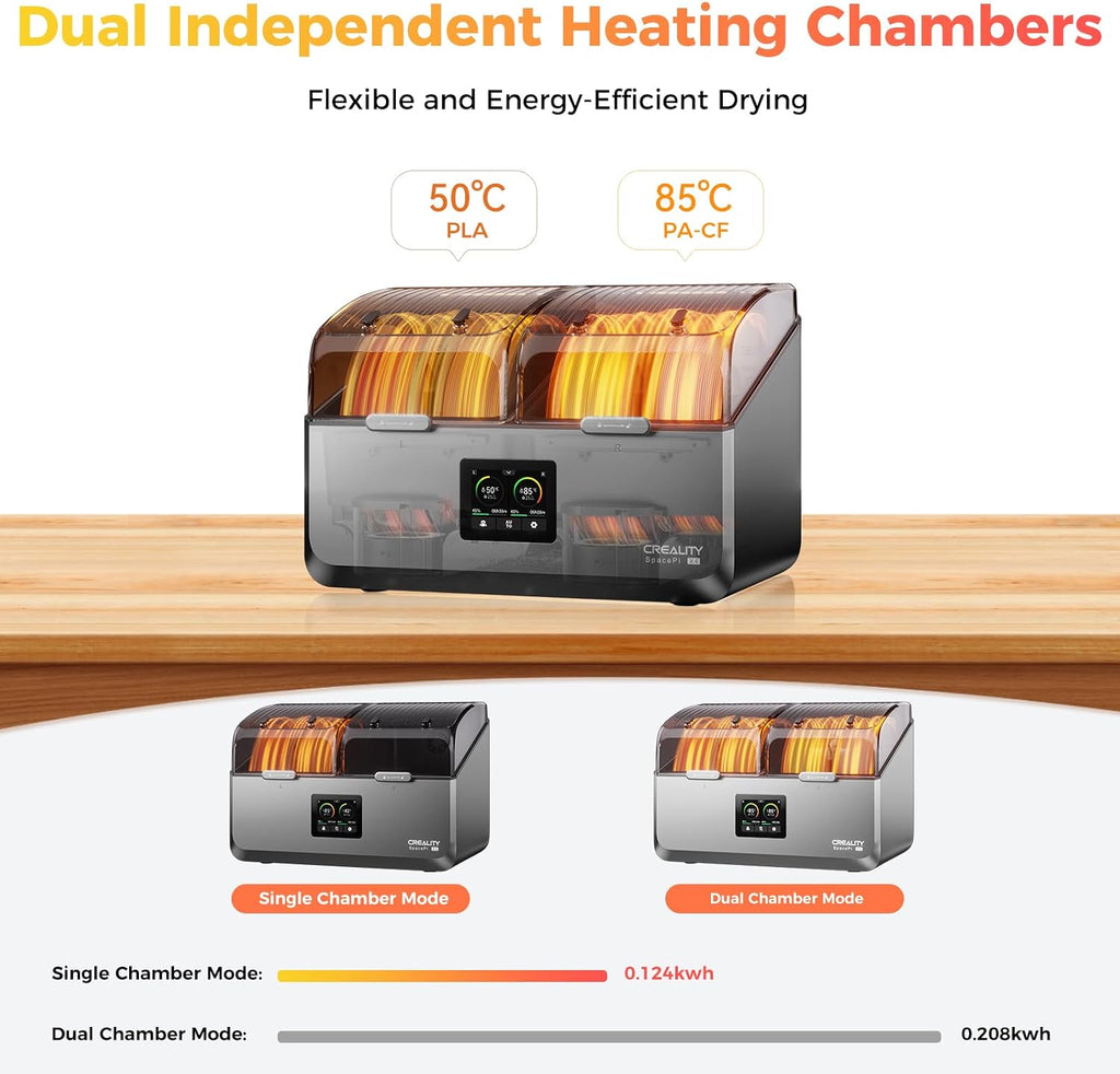Official Creality Filament Dryer 4 Spools Mothers Day Gifts, Space Pi X4 Filament Storage Box, 85℃ Max Temperature, Dual Independent Heating Chambers, Power Saving for PLA PETG ABS TPU ASA PC PA PAHT