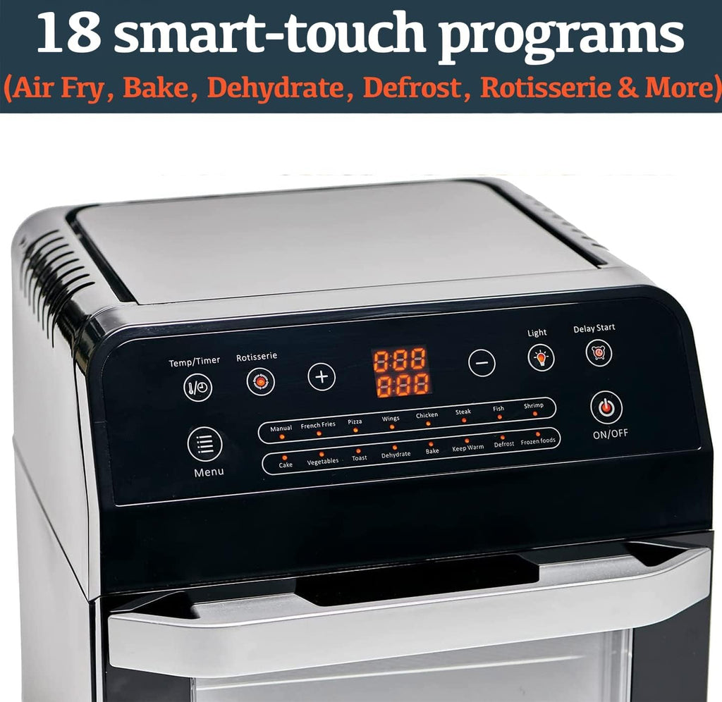 Yedi HOUSEWARE Total Package Air Fryer Oven XL, 12.7 Quart, Deluxe Accessory Kit, Recipes, BPA-Free, Auto Shutoff, Black