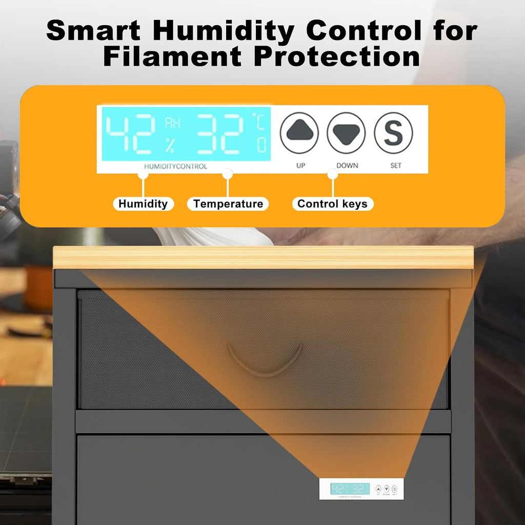 Dual-Door Dry Cabinet Holds 40 Rolls for 3D Printers, 180L Dehumidifying Filament Storage Cabinet, Industrial-Grade Organizer for PLA/ABS/TPU/Nylon, with Stand & Airtight Humidity Control