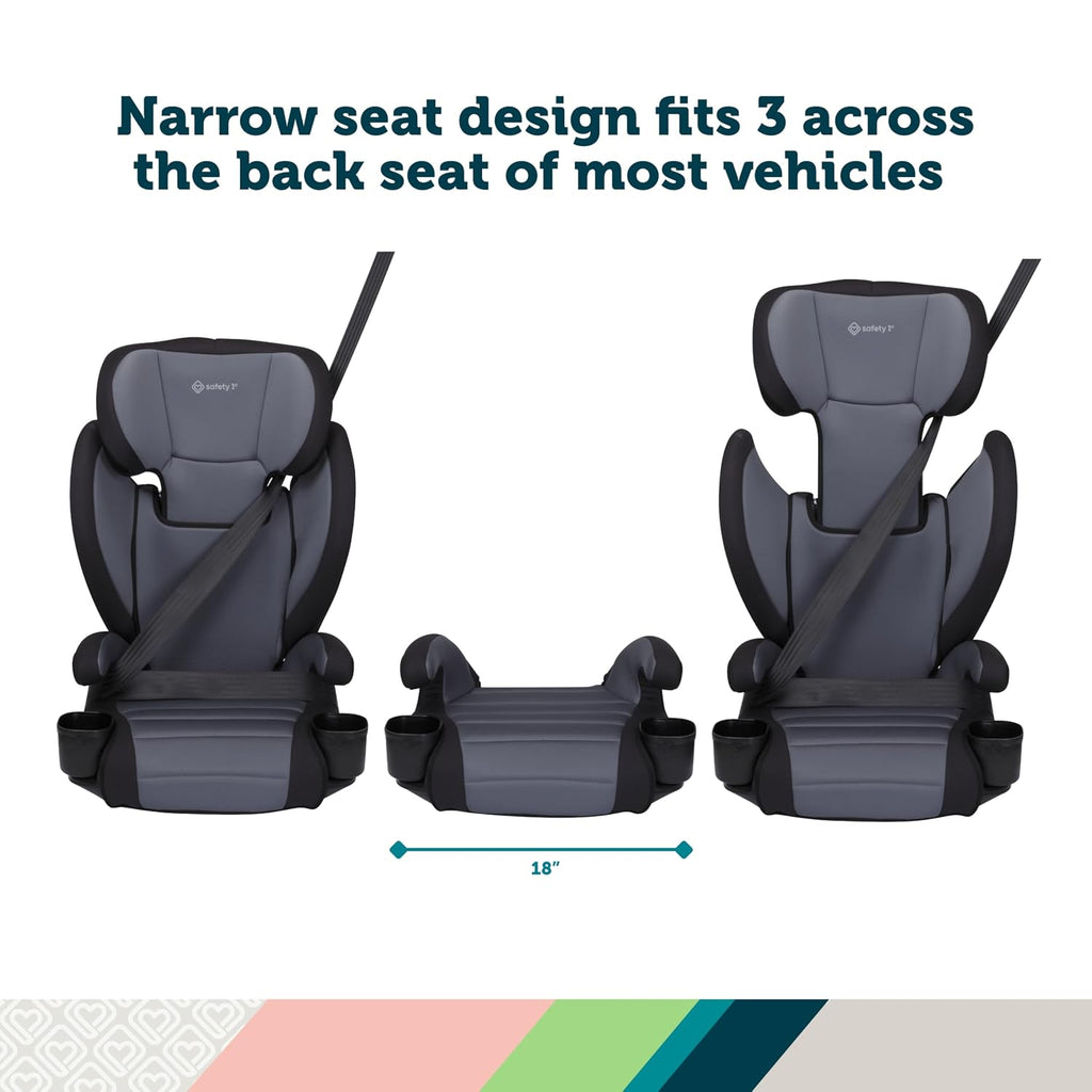 Safety 1st Grow and Go 2-in-1 Booster Car Seat with ComfortWings, Converts High-Back to Backless, 19' Wide, Fits 3 Across, Lightweight, Foldable, Easy-Clean, Cup Holders, 40-100 lbs, Sea Serpent