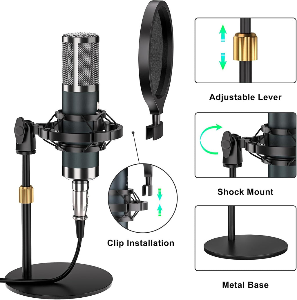 neculogy G10 Podcast Equipment Bundled with Audio Mixer Integrated Podcast Production Studio, Equipped with P15 Microphone, Used for Live Streaming, Podcast Recording PC,YouTube Recording