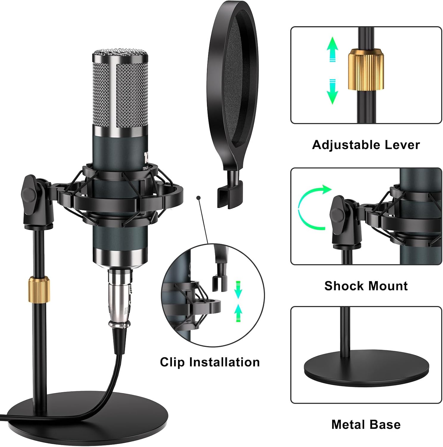 neculogy G10 Podcast Equipment Bundled with Audio Mixer Integrated Podcast Production Studio, Equipped with P15 Microphone, Used for Live Streaming, Podcast Recording PC,YouTube Recording