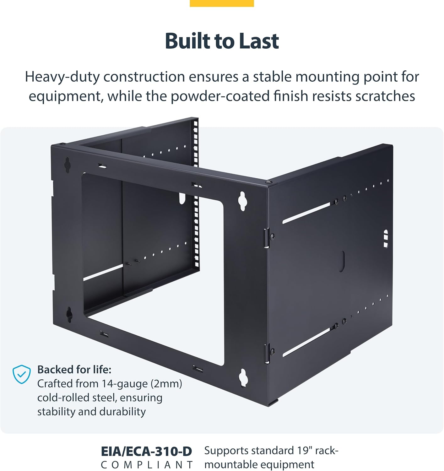 StarTech.com 2-Post 8U Wall Mounted Rack, Adjustable Depth up to 16in, for 19-inch Server/Data/Networking Equipment, Max 88lb